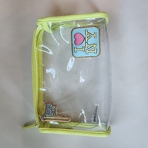 Stoney Clover Lane Clear Cosmetic Pouch in Lime with NY Patches